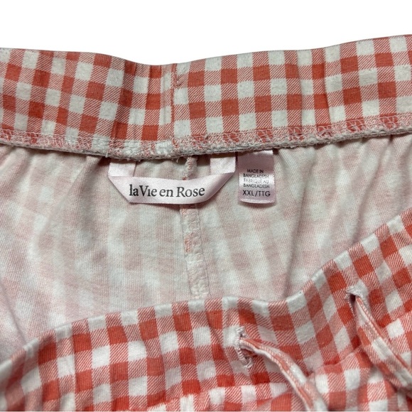 La Vie en Rose, Plus Size Gingham Pyjama Capris With Pockets, XXL, Pink - Picture 6 of 8
